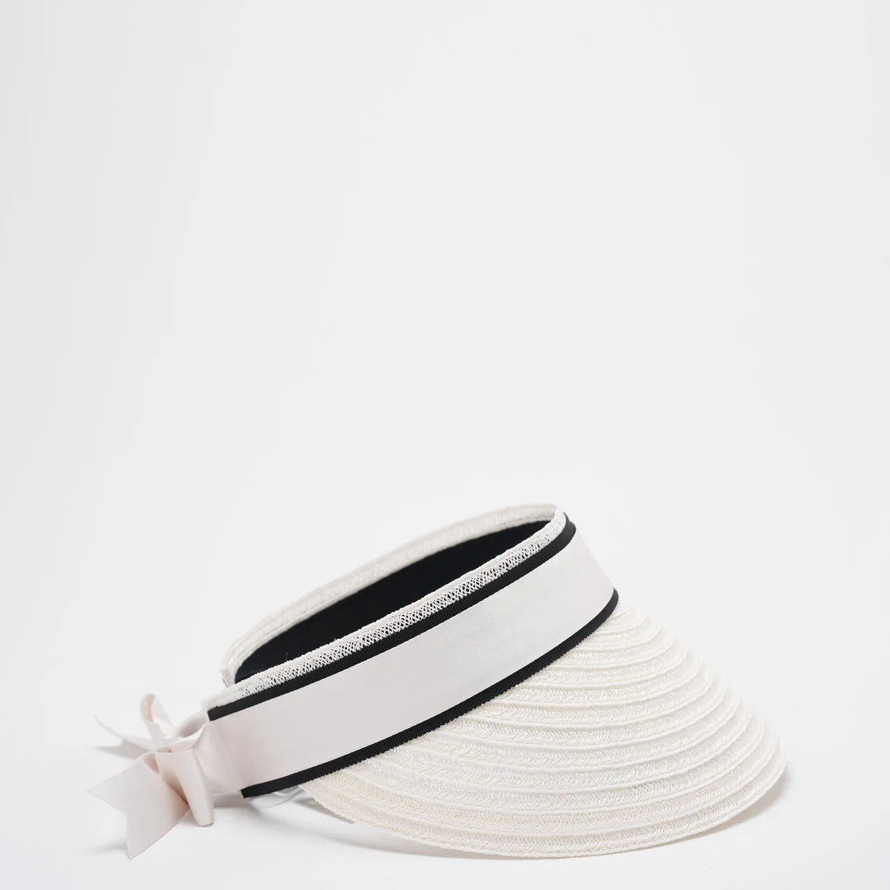 Chanel Abaca Cotton Ribbon Visor in Ecru White Side
