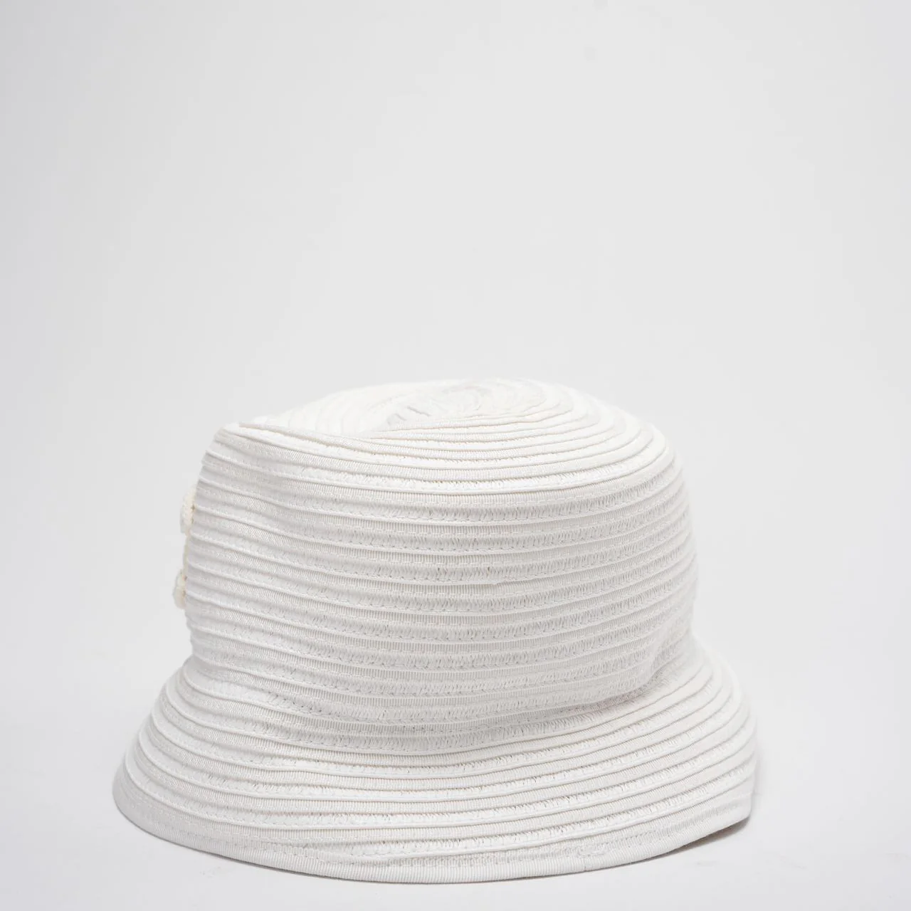 Chanel CC Bucket Hat in Cream White Size 55cm Side