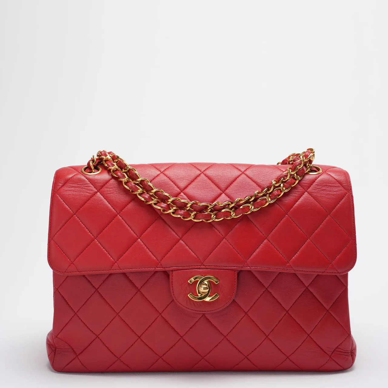 Chanel Vintage Red Classic Timeless Double Flap Bag with 24K Gold Hardware Double Side Front imgae
