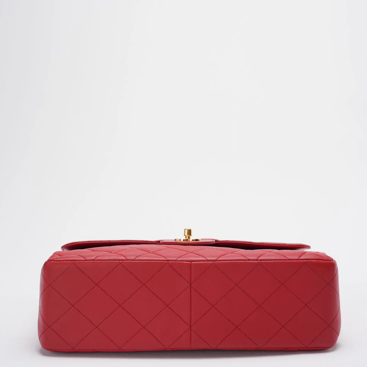 Chanel Vintage Red Classic Timeless Double Flap Bag with 24K Gold Hardware Double Side Bottom 