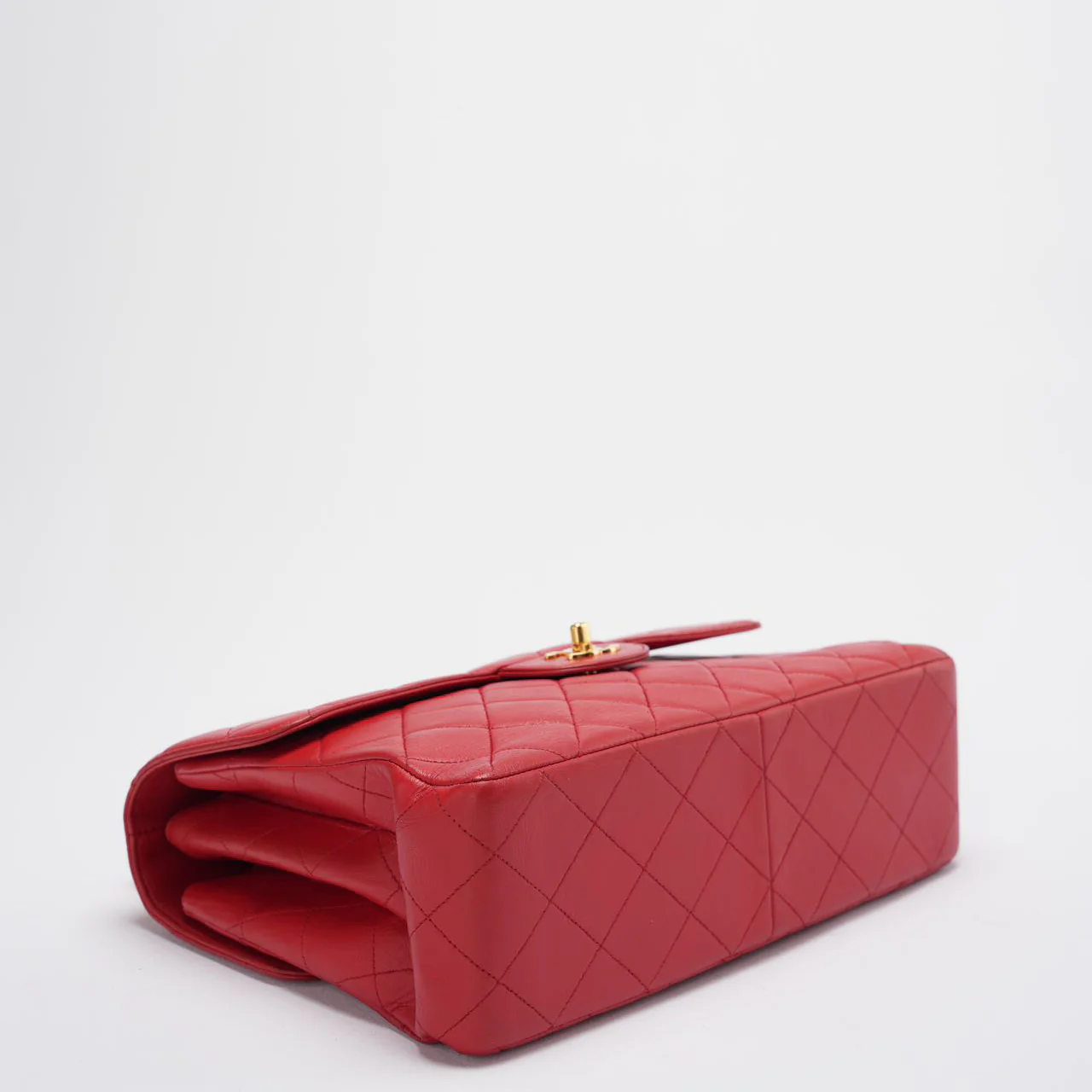 Chanel Vintage Red Classic Timeless Double Flap Bag with 24K Gold Hardware Double Side Corner