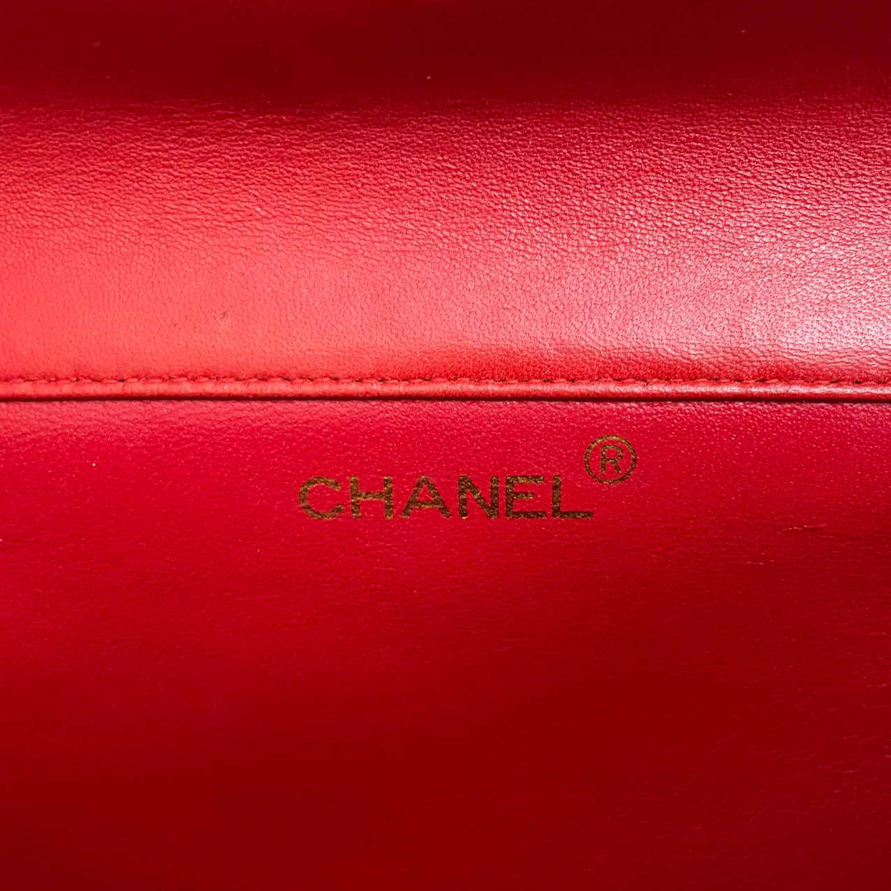 Chanel Vintage Red Classic Timeless Double Flap Bag with 24K Gold Hardware Double Side Brand logo