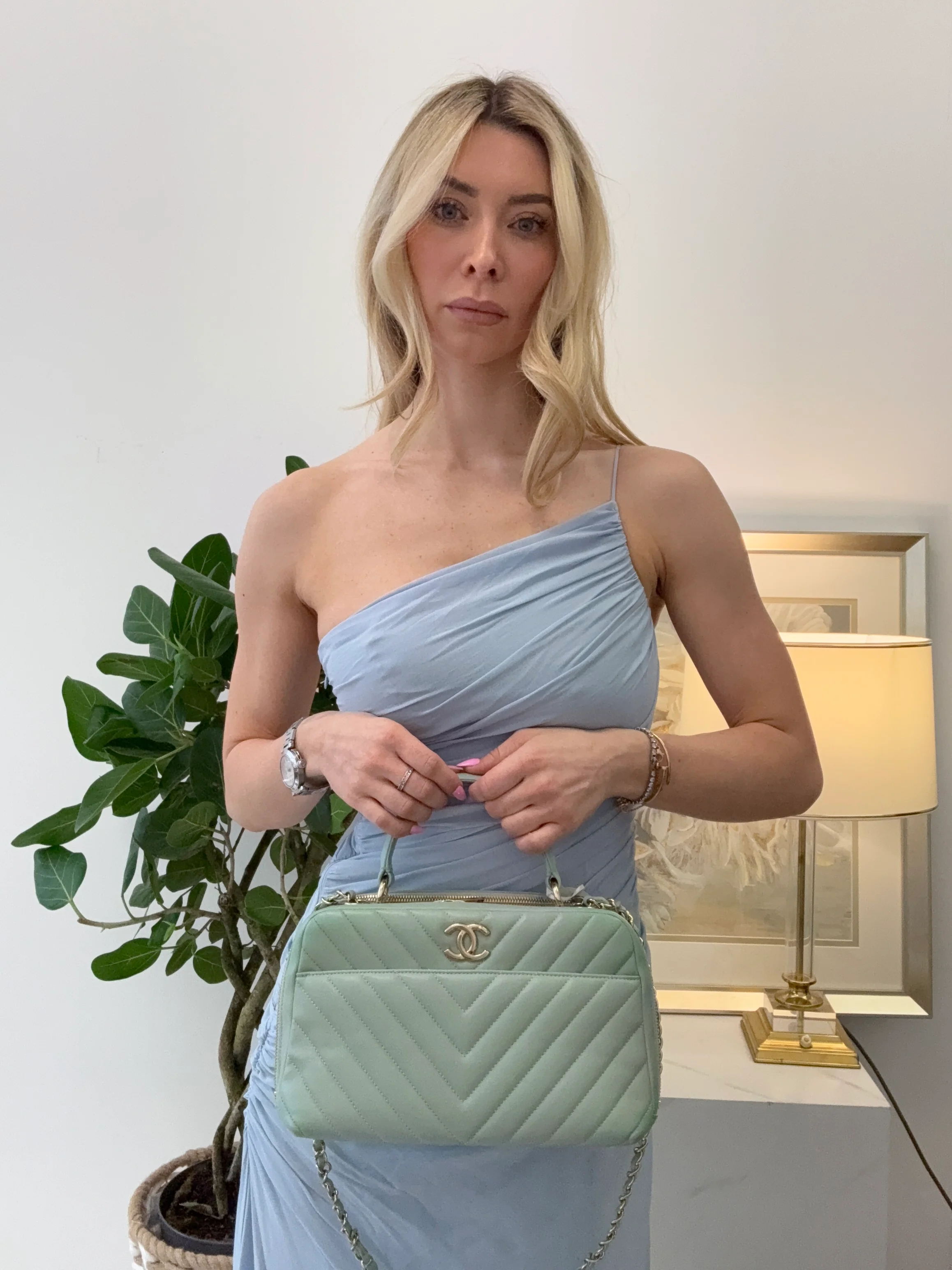 Chanel Trendy CC Bowling Medium Lamb Mint Green 2018