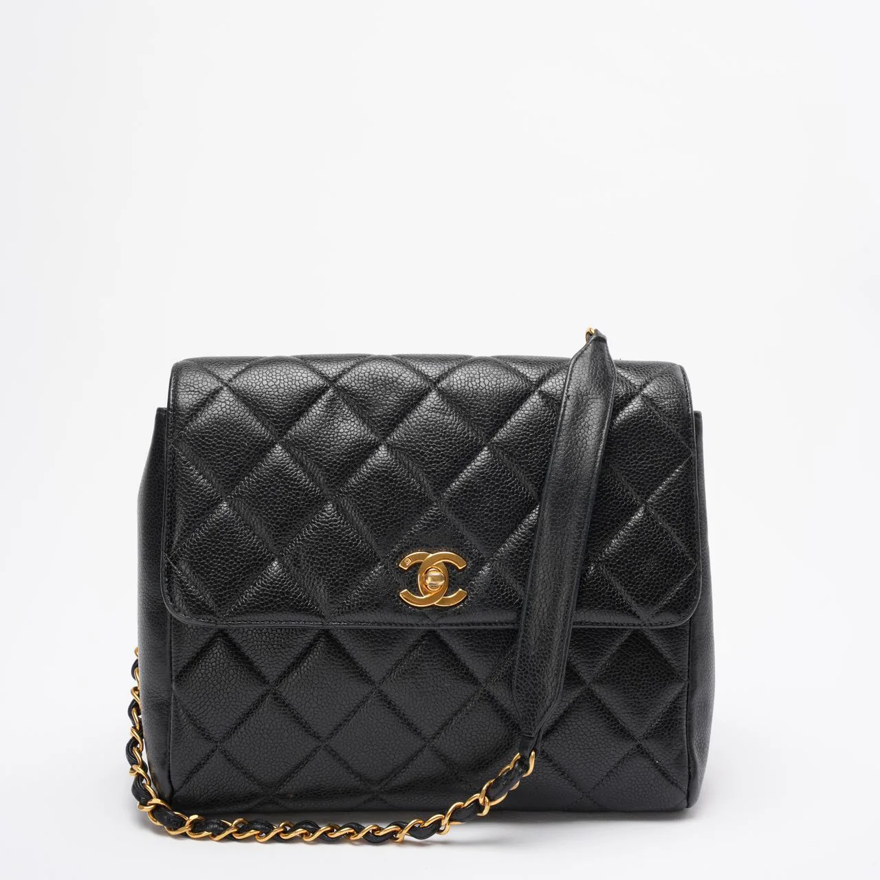 Sac Chanel Vintage Classique Kelly à rabat simple – Caviar noir