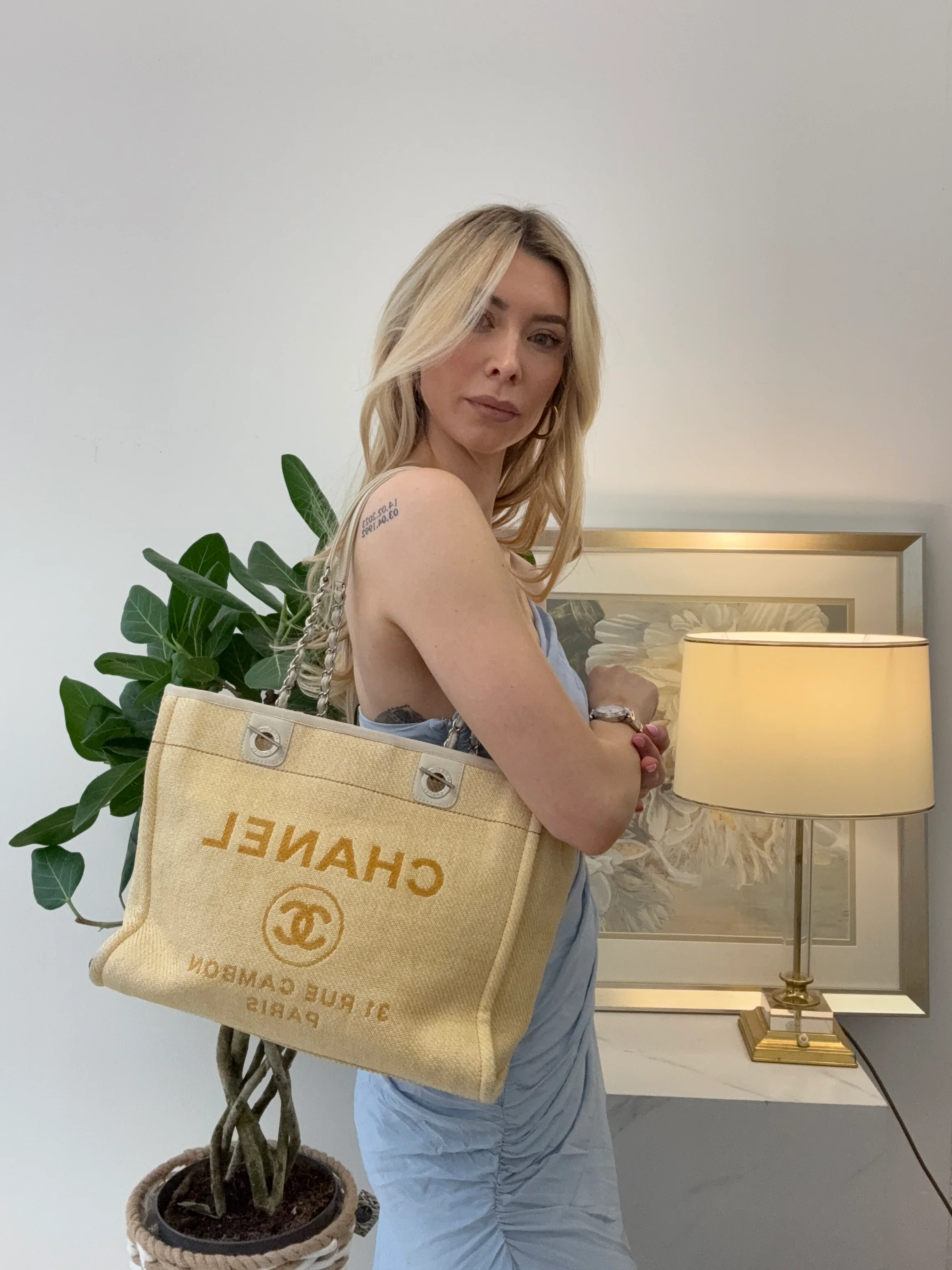 Chanel Deauville Tote Canvas Beige 2014