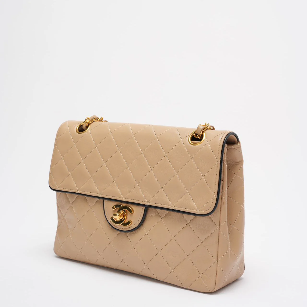 Chanel Vintage Two-Tone Timeless Flap Bag Black Beige