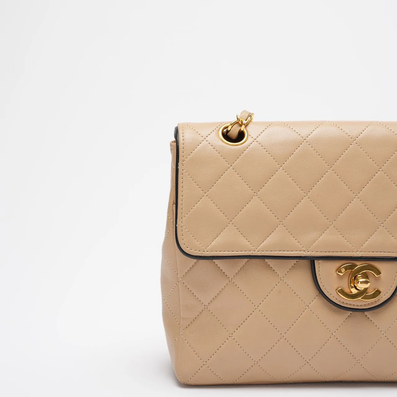 Chanel Vintage Two-Tone Timeless Flap Bag Black Beige