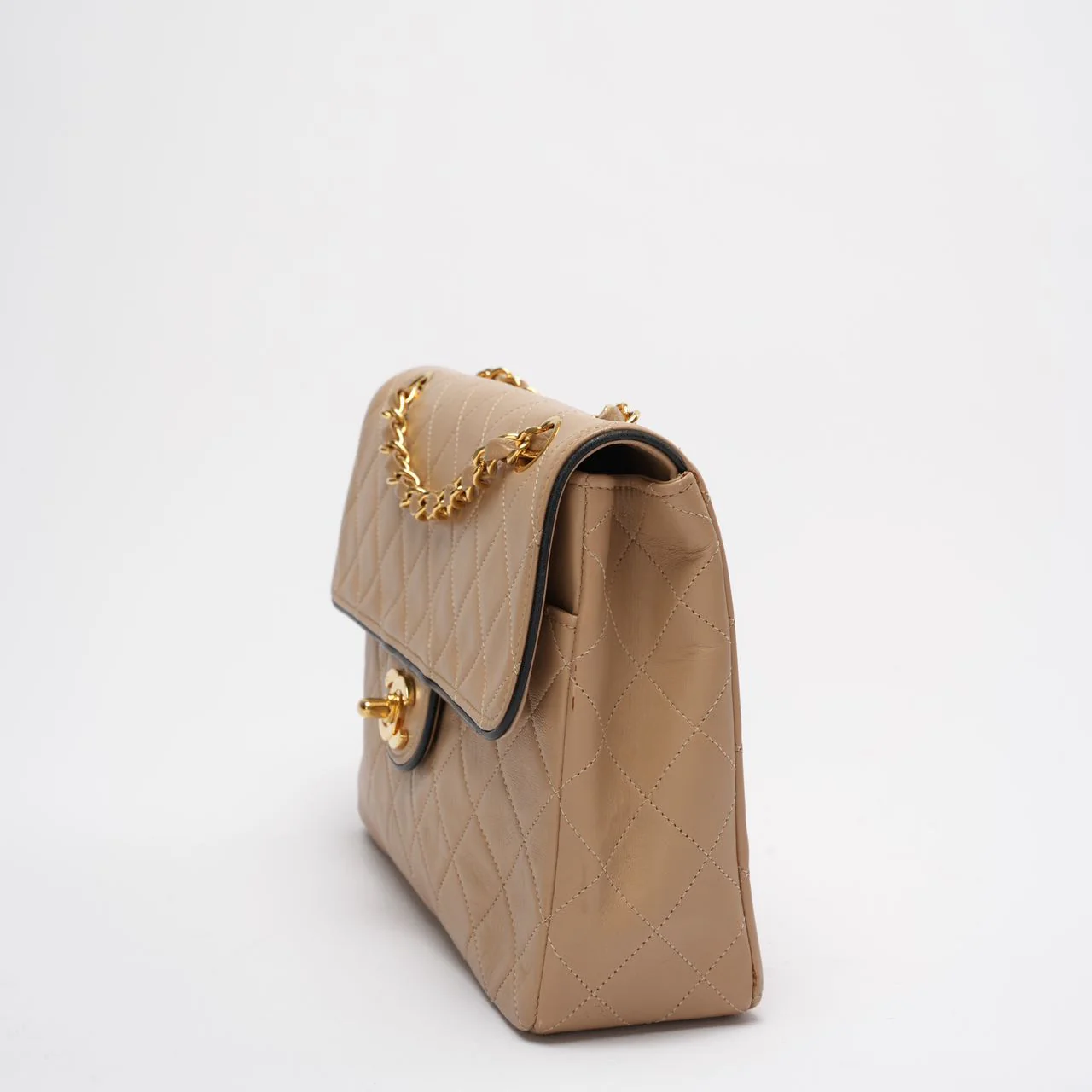 Chanel Vintage Two-Tone Timeless Flap Bag Black Beige