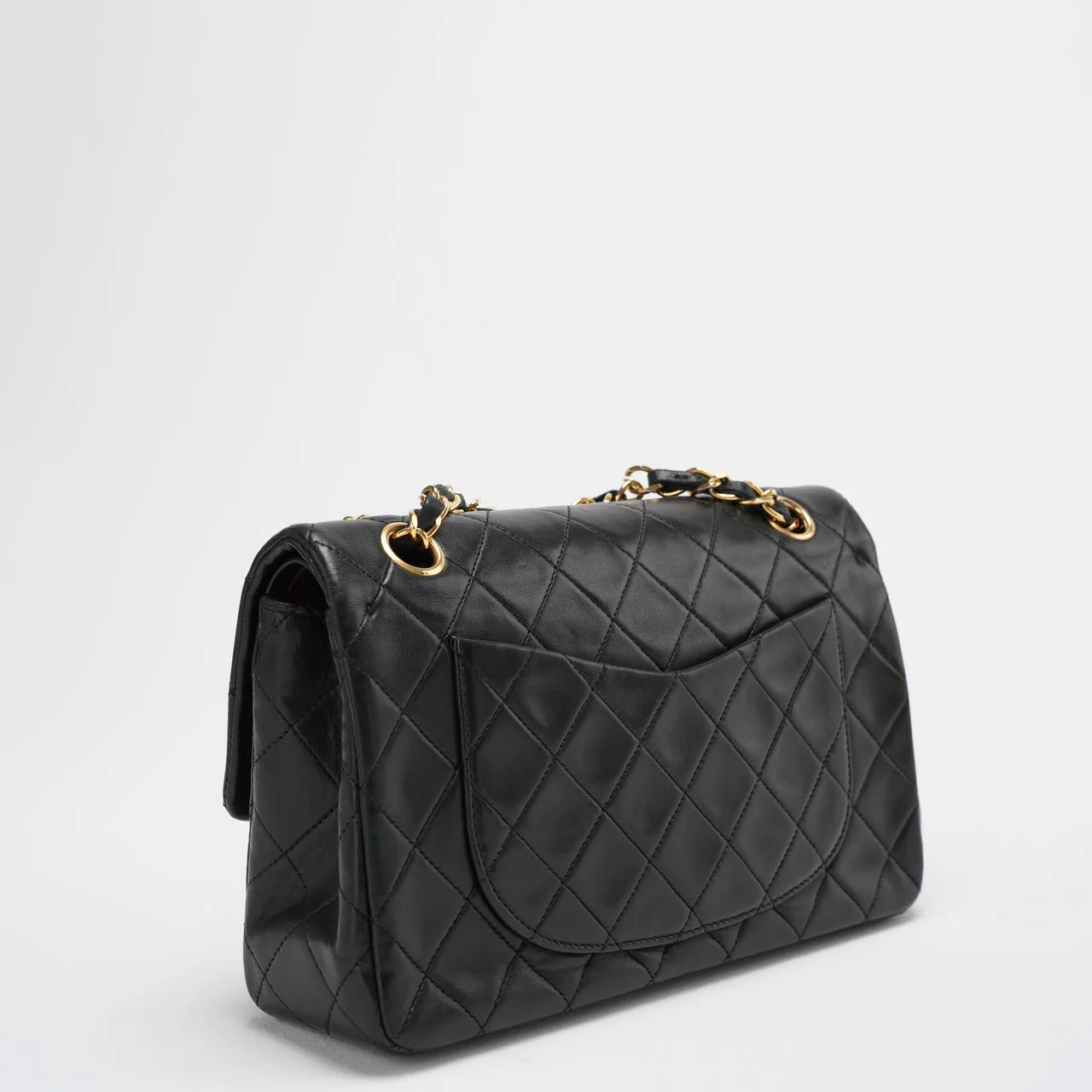 Chanel Vintage Classic Timeless Flap Bag  Black Lambskin with 24K Gold Hardware (Rare) Back