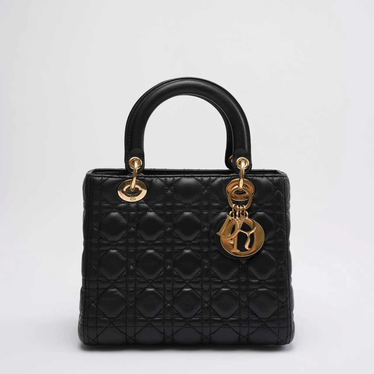 Christian Dior Black Medium Lady Dior Cannage Bag Lambskin 2019