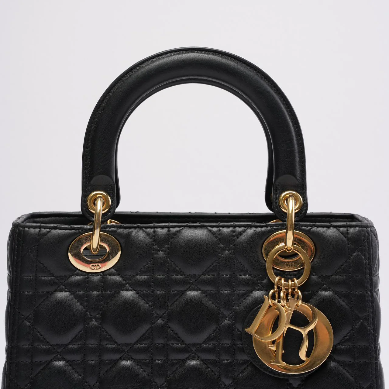 Christian Dior Black Medium Lady Dior Cannage Bag Lambskin 2019