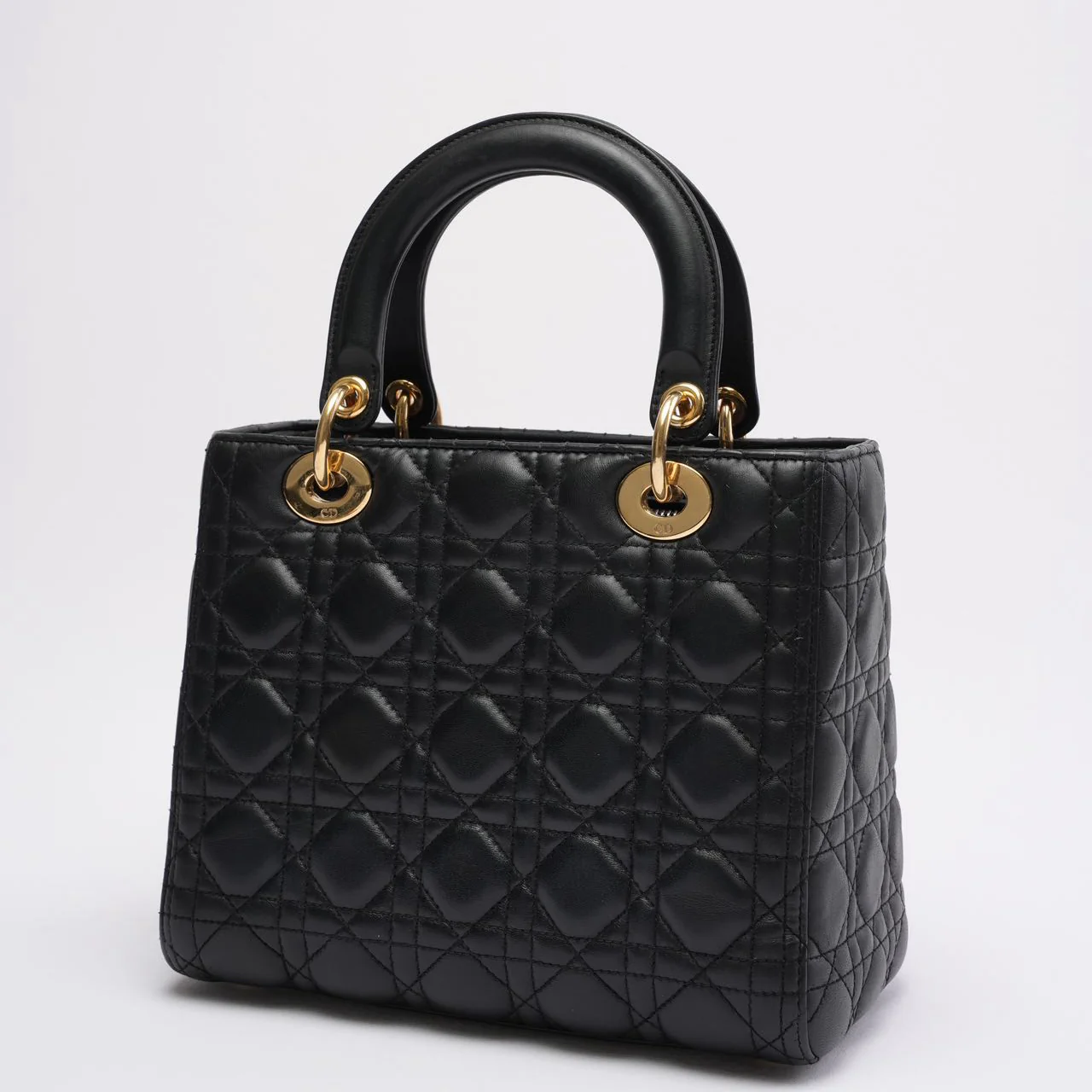 Christian Dior Black Medium Lady Dior Cannage Bag Lambskin 2019