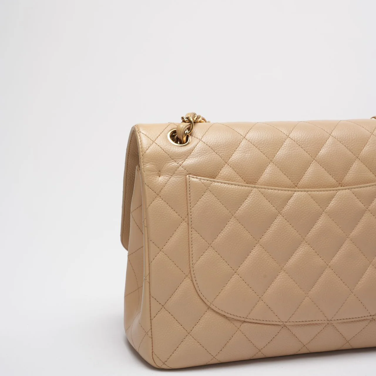 Chanel Classic Jumbo Double Flap Bag Beige Caviar