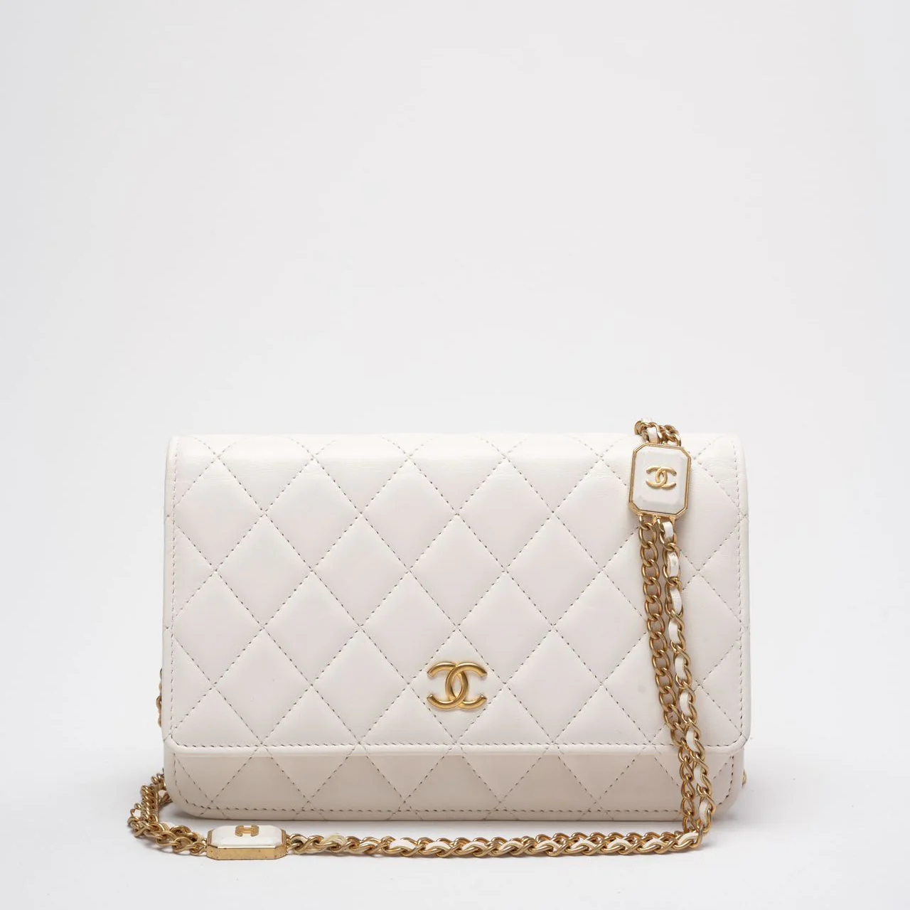 Chanel Classic Wallet on Chain (WOC) 22B White Enamel