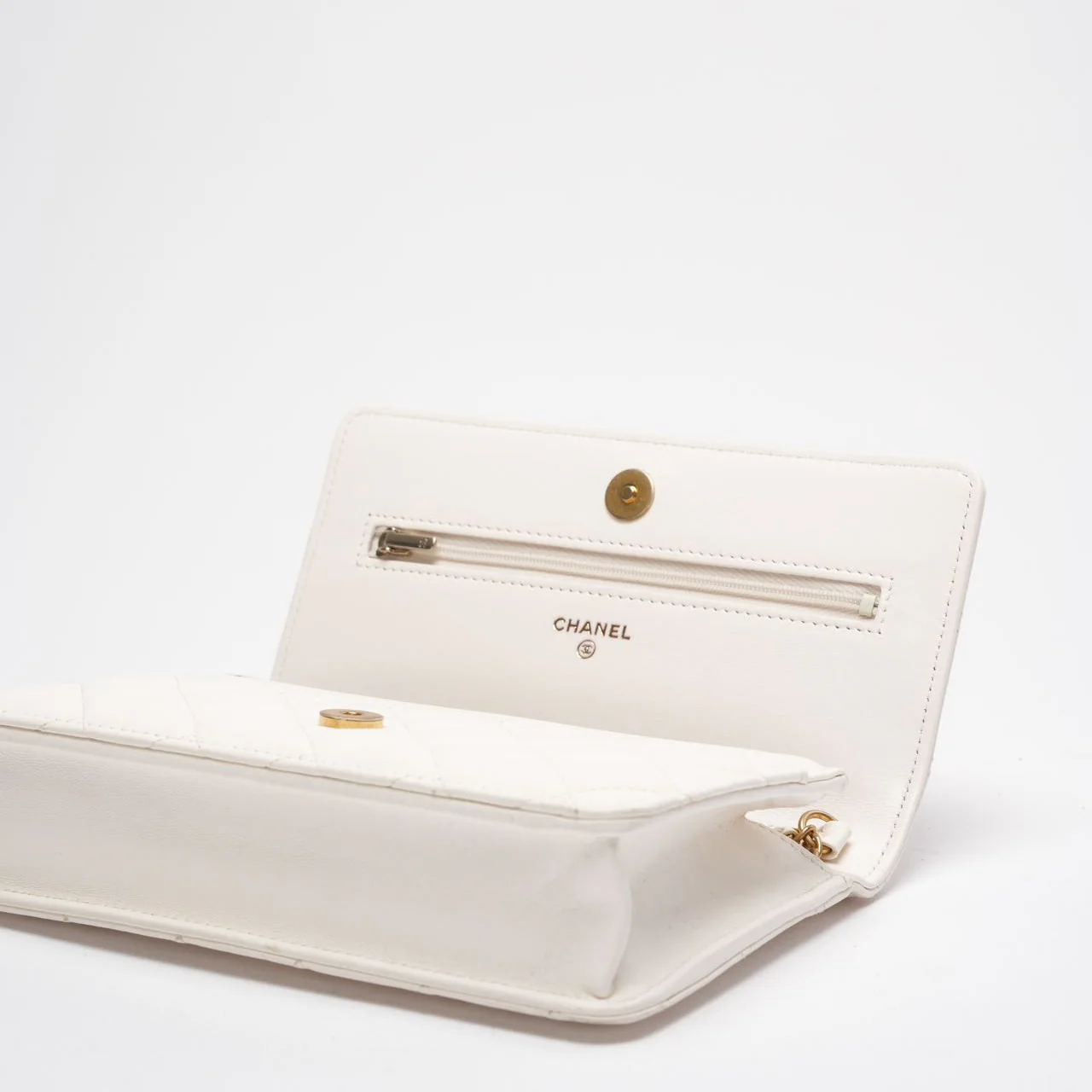Chanel Classic Wallet on Chain (WOC) 22B White Enamel