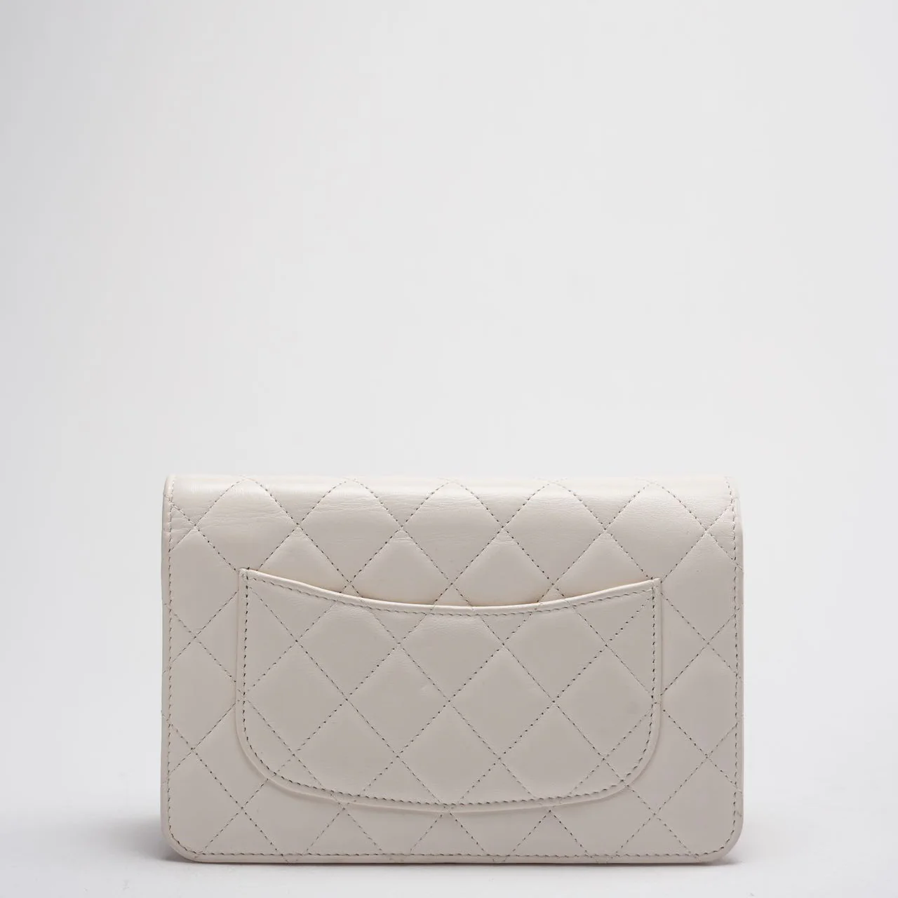 Chanel Wallet on Chain Timeless/Classique Leather Crossbody Bag in White with Silver Hardware Back