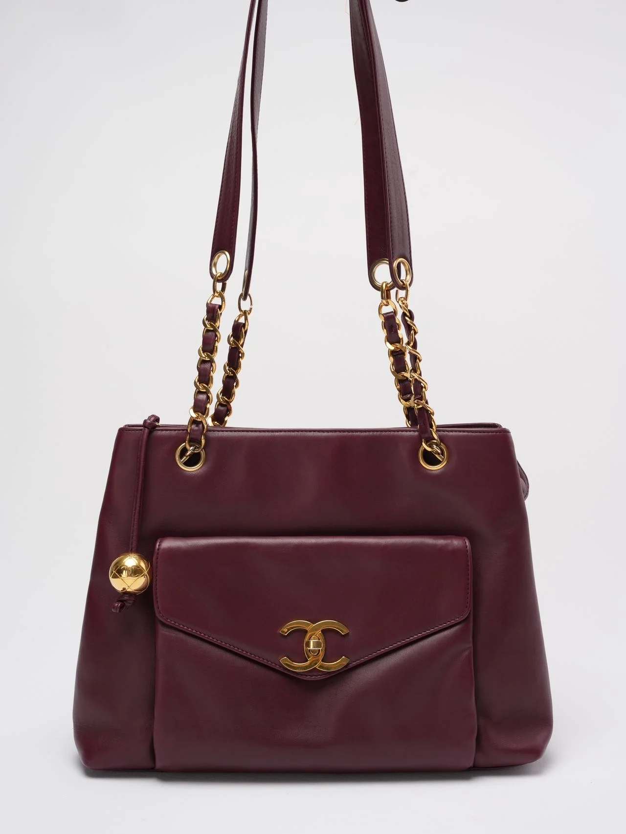 Chanel Vintage Timeless Tote Burgundy Red