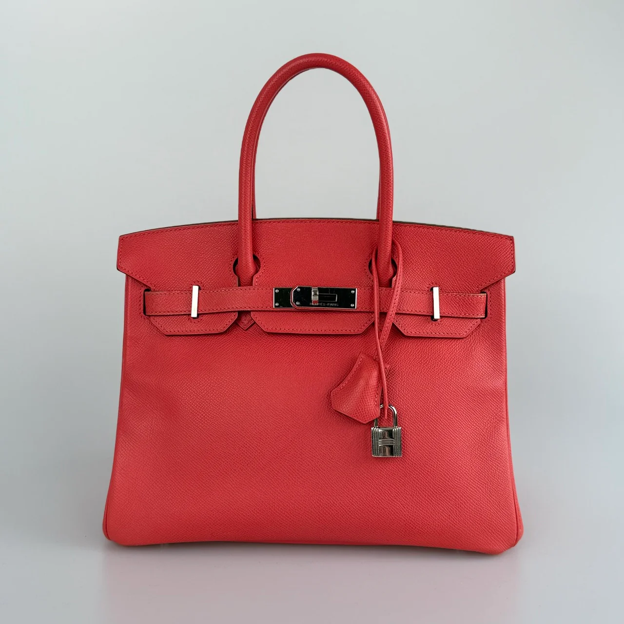 used-Hermes Birkin 30 Epsom Leather Rouge with Palladium Hardware-MILOURA