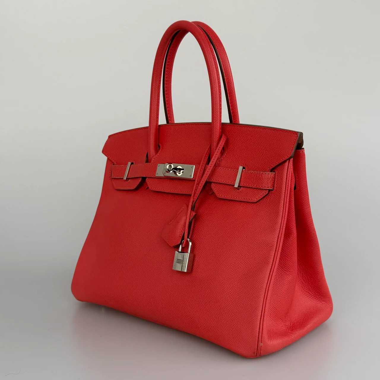 used-Hermes Birkin 30 Epsom Leather Rouge with Palladium Hardware-MILOURA