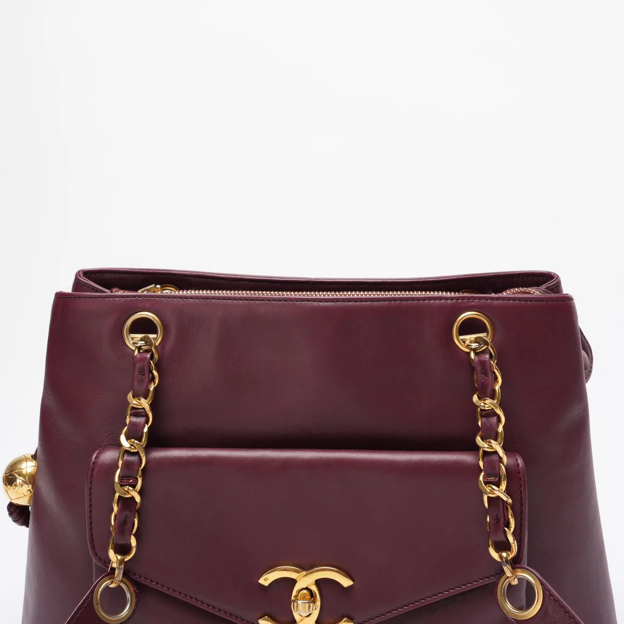 Chanel Vintage Timeless Tote Burgundy Red
