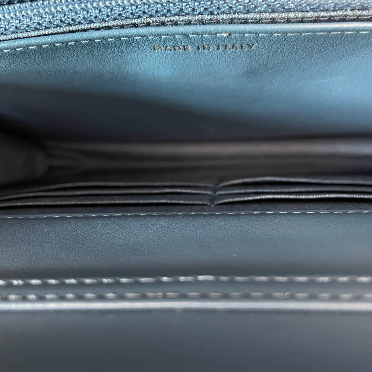 Chanel Denim Wallet On Chain (Woc) CC Pearl Crush Bag from 2022 Inside