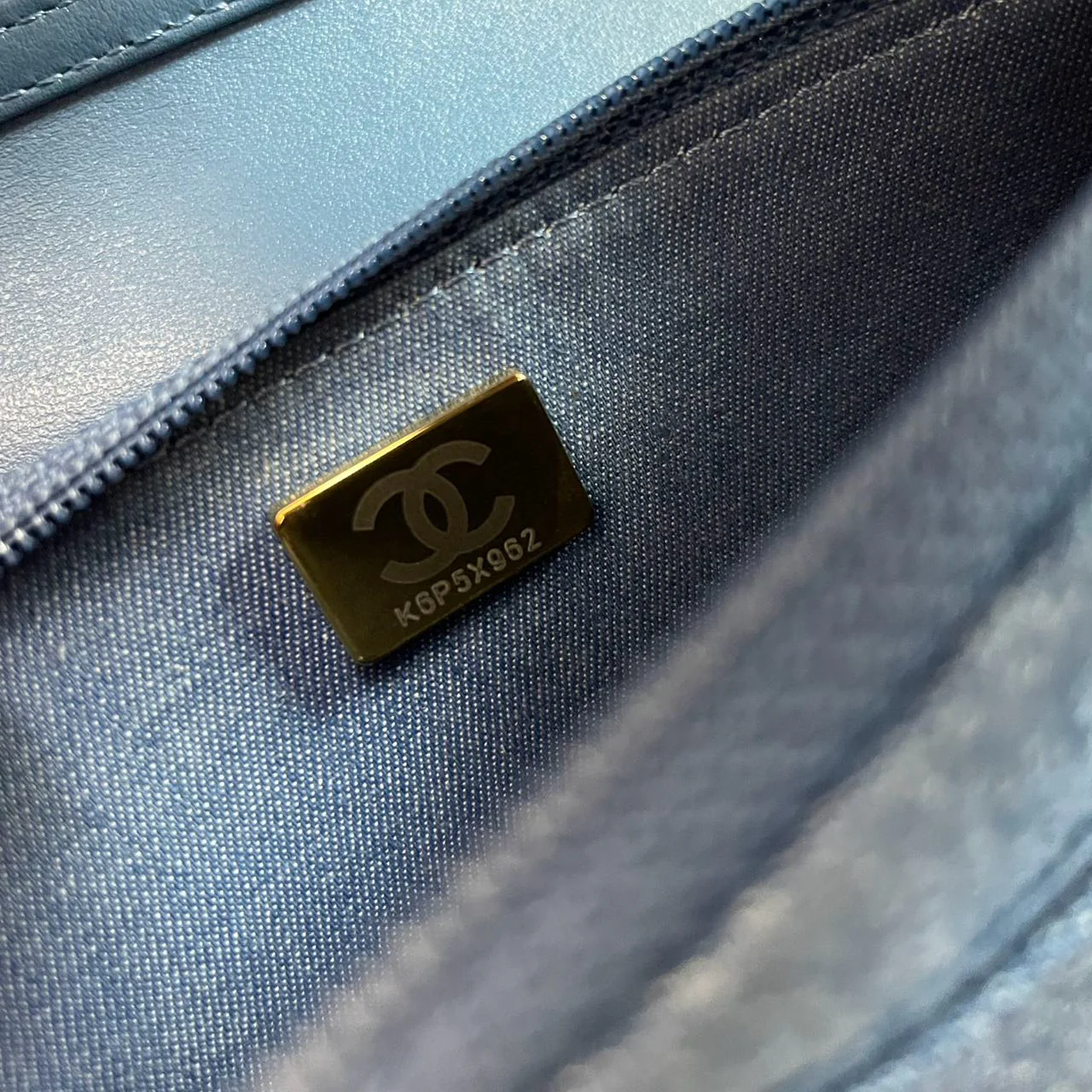 Chanel Denim Wallet On Chain (Woc) CC Pearl Crush Bag from 2022 Serial number 