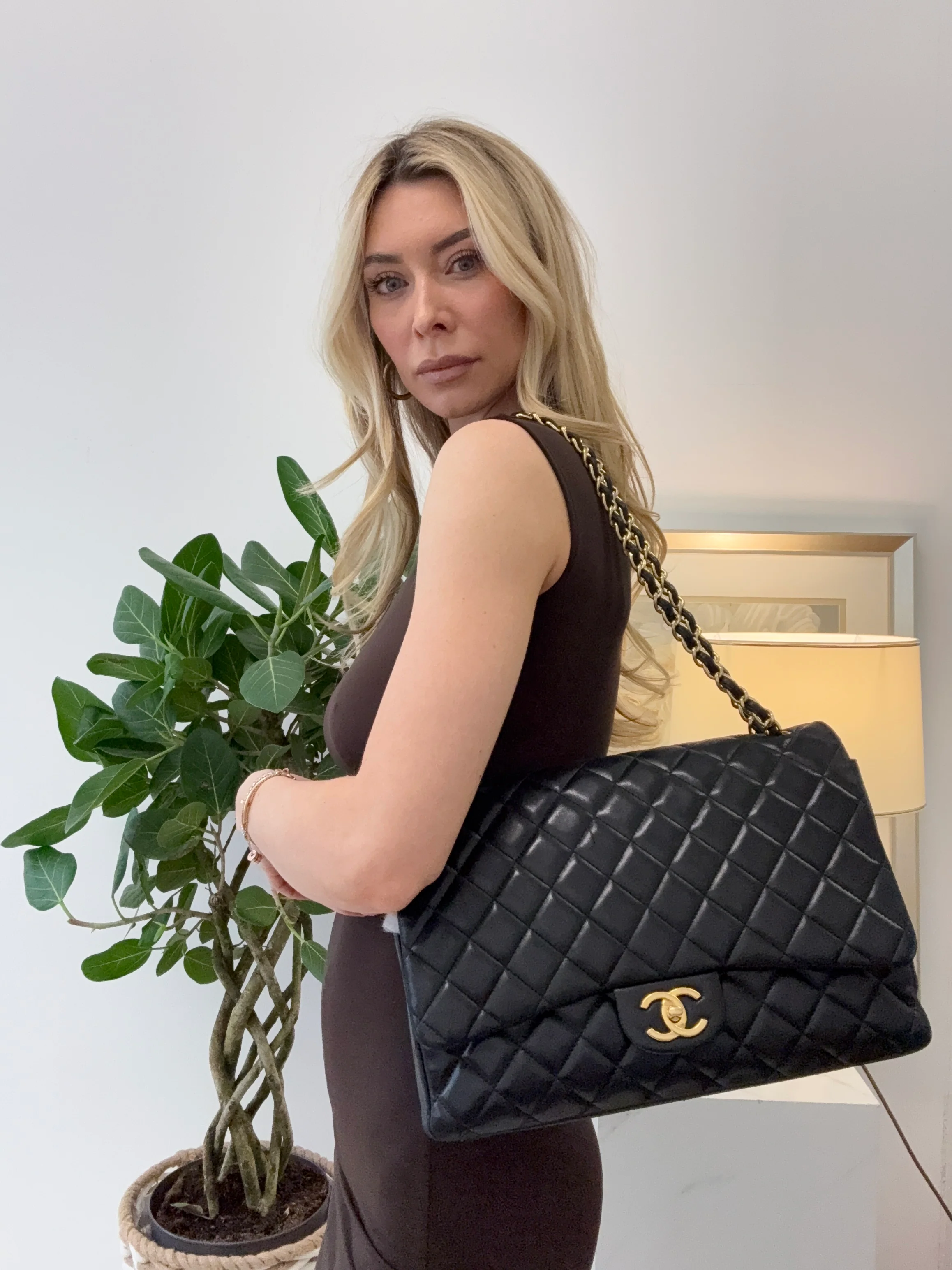 Chanel Black Maxi Classic Double Flap Bag Quilted