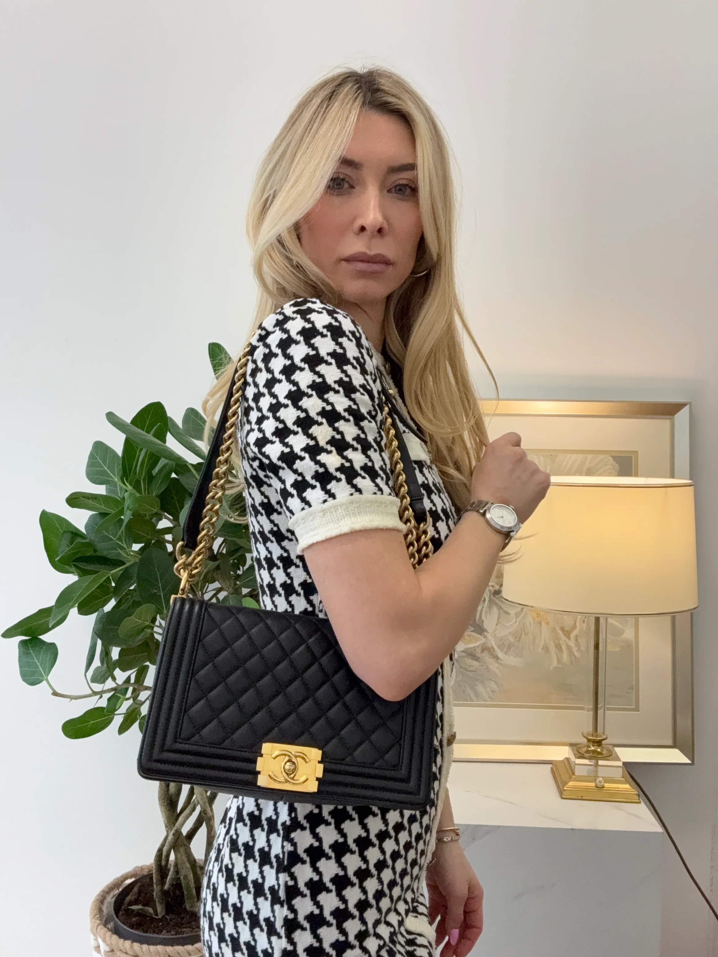 Chanel Boy Medium Black Flap Bag Quilted Caviar 2019