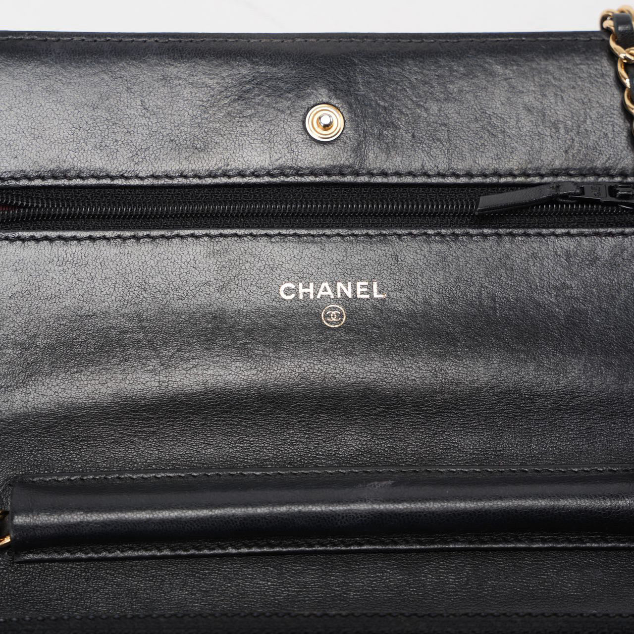 Chanel Wallet On Chain (Woc) Bag Black In Lambskin Leather With Gold Hardware