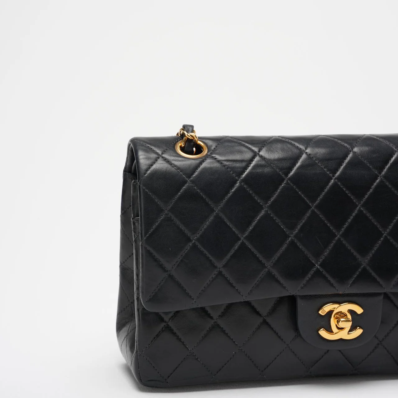 Chanel Vintage Timeless Flap Bag Black Medium 24K Gold Hardware