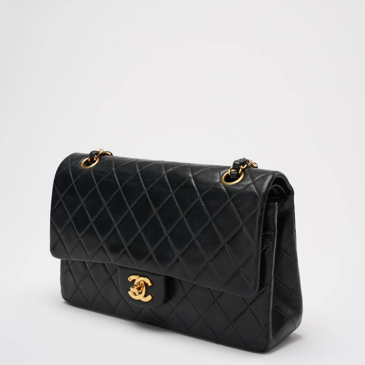 Chanel Vintage Timeless Flap Bag Black Medium 24K Gold Hardware