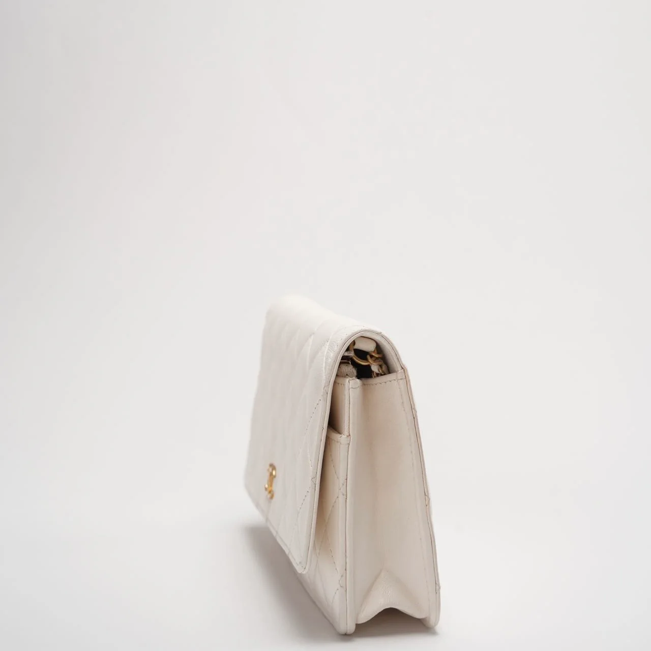 Chanel White Wallet On Chain (Woc) 22B Chip Version Double Chain Shoulder Strap in Gold