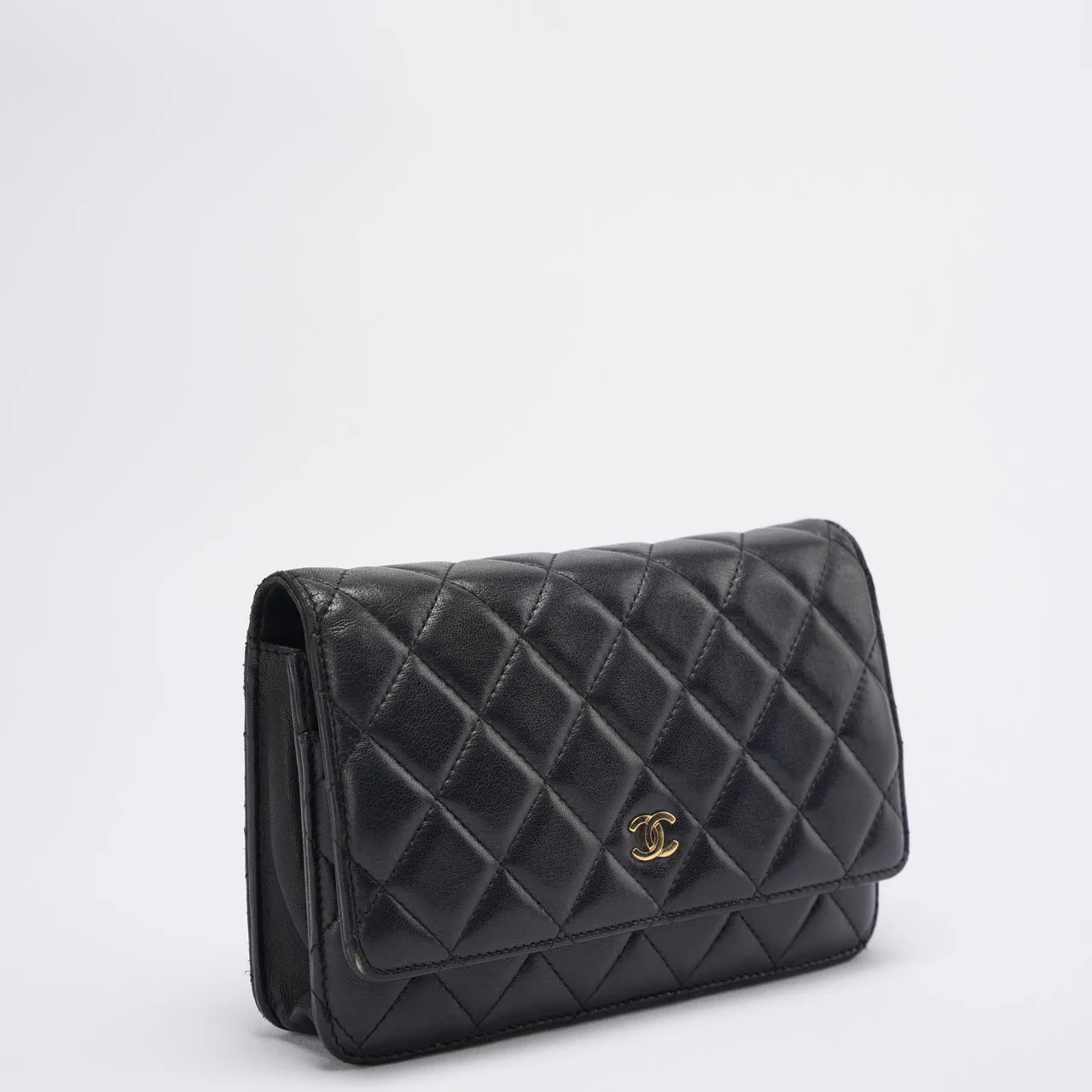 Chanel Wallet On Chain (Woc) Bag Black In Lambskin Leather With Gold Hardware