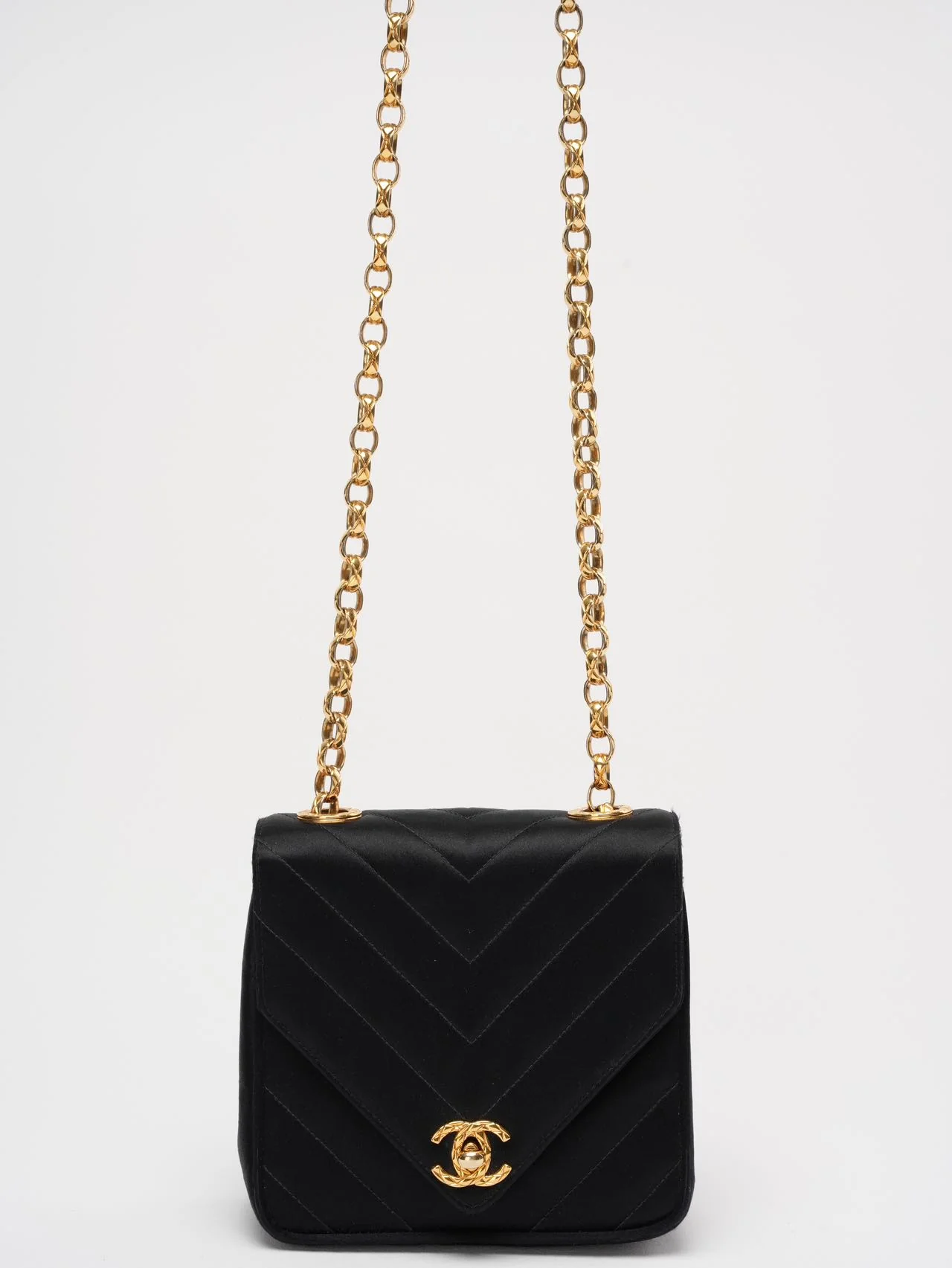Chanel Timeless Chevron Mini Square Silk Dark Blue
