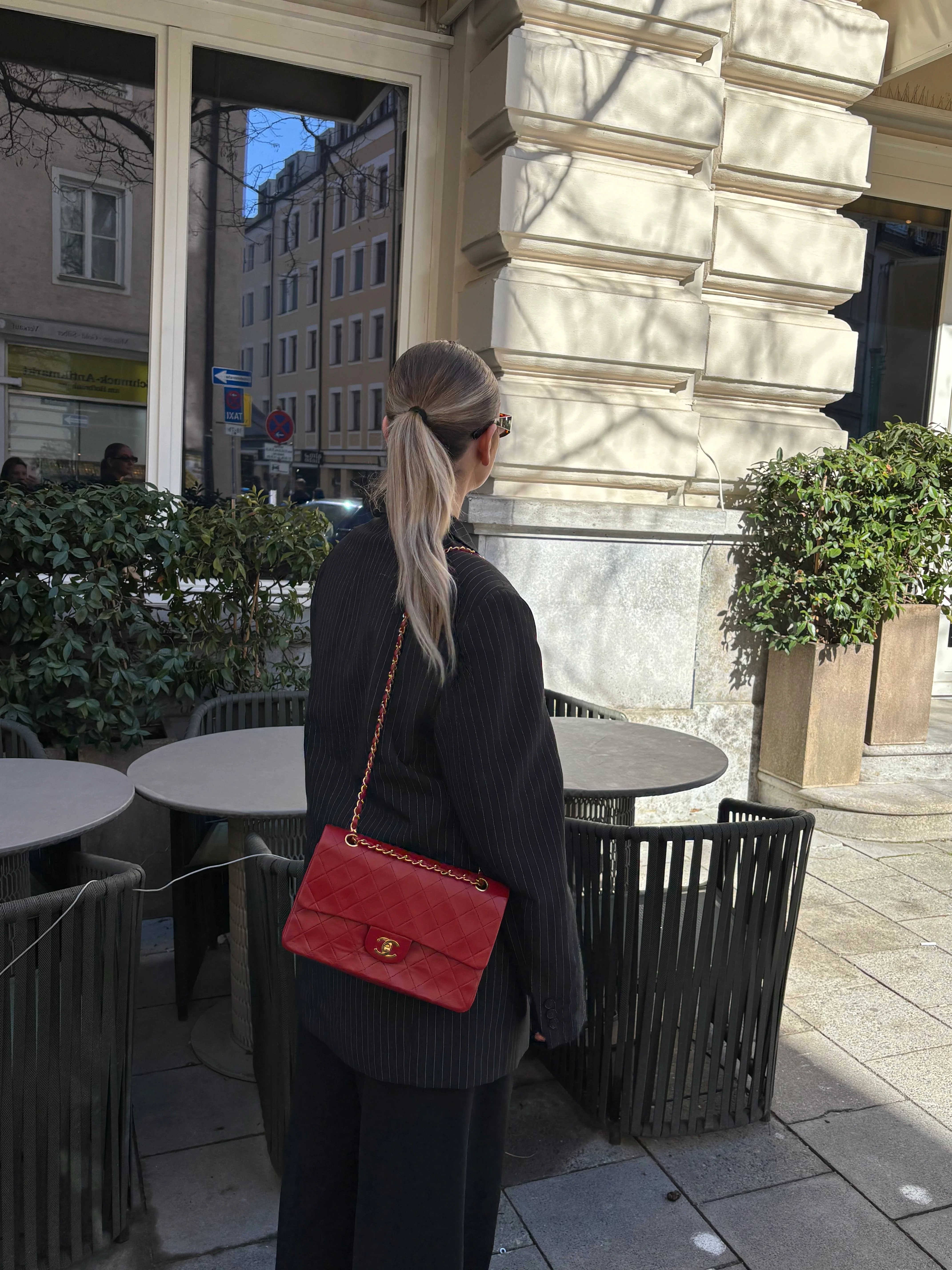 Sac à double rabat classique Chanel vintage rouge 1988