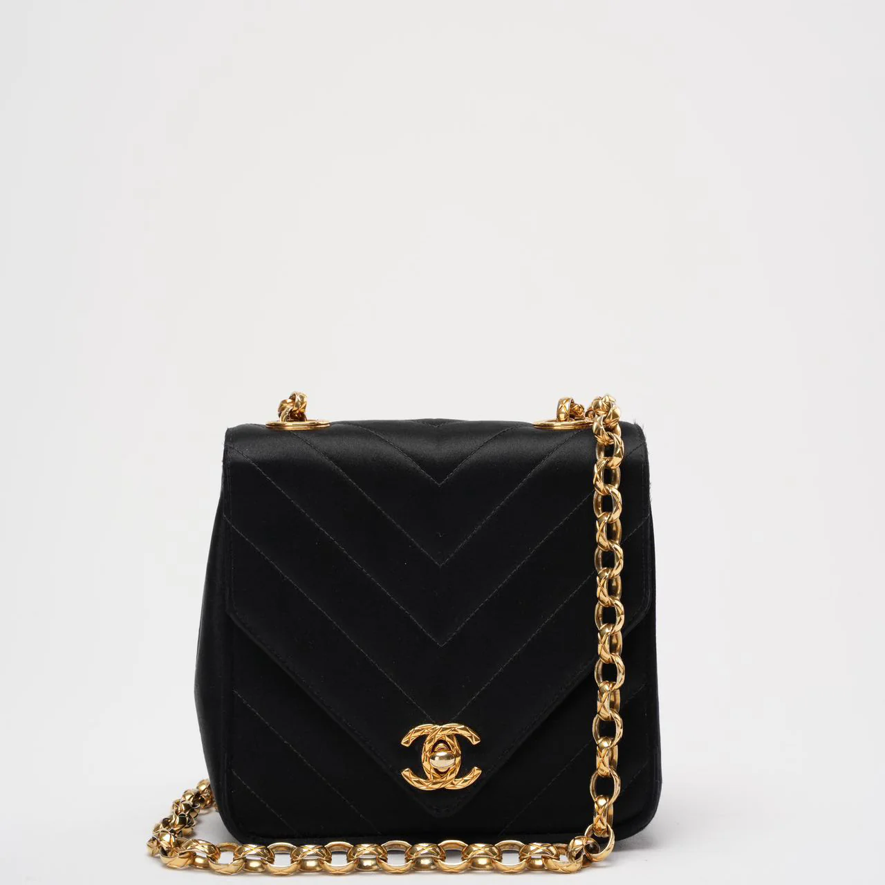Chanel Timeless Chevron Mini Square Silk Dark Blue