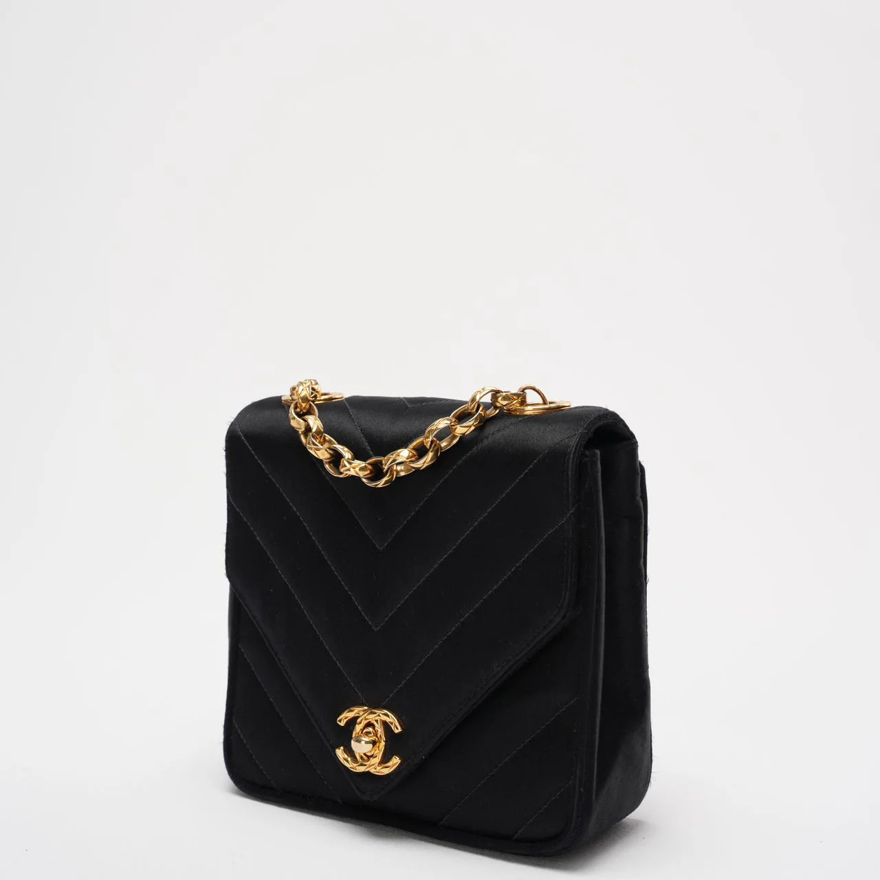 Chanel Timeless Chevron Mini Square Silk Dark Blue