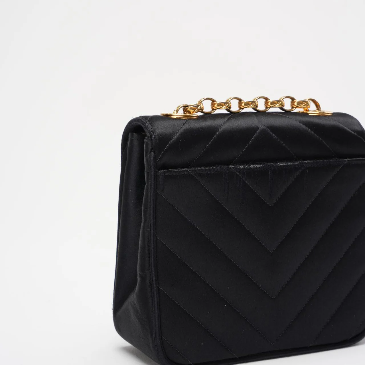 Chanel Timeless Chevron Mini Square Silk Dark Blue
