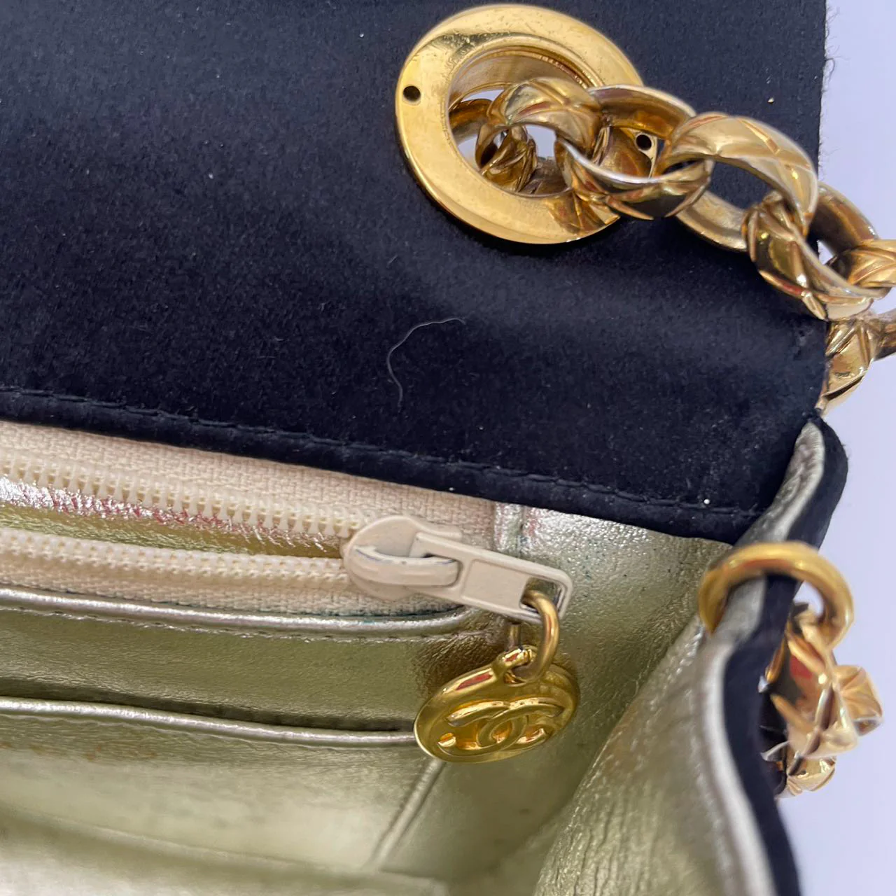 Chanel Timeless Chevron Mini Square Silk Dark Blue