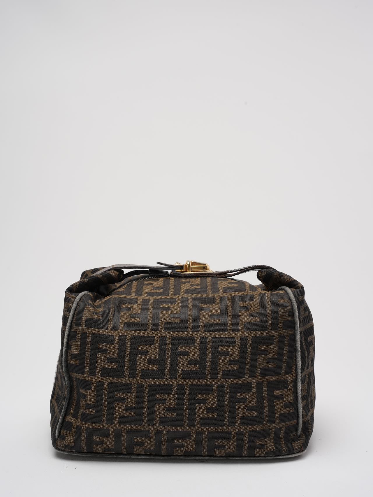 Fendi Black / Brown Vanity Zucca Canvns Cosmetic Bag