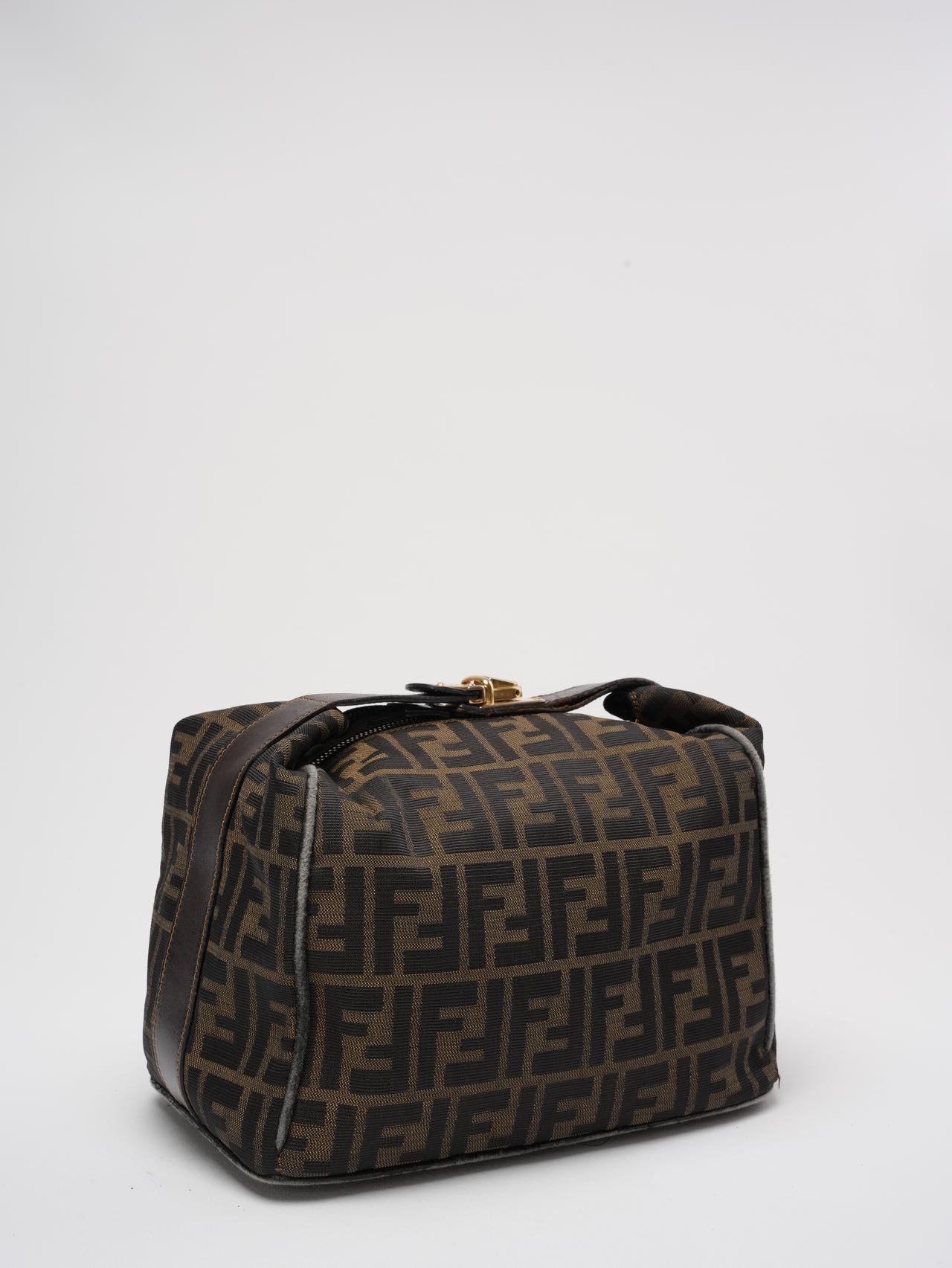Fendi Black / Brown Vanity Zucca Canvns Cosmetic Bag