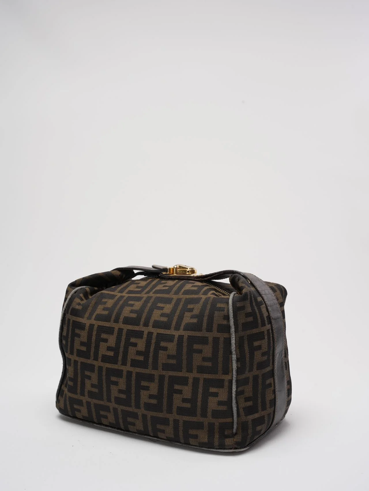 Fendi Black / Brown Vanity Zucca Canvns Cosmetic Bag