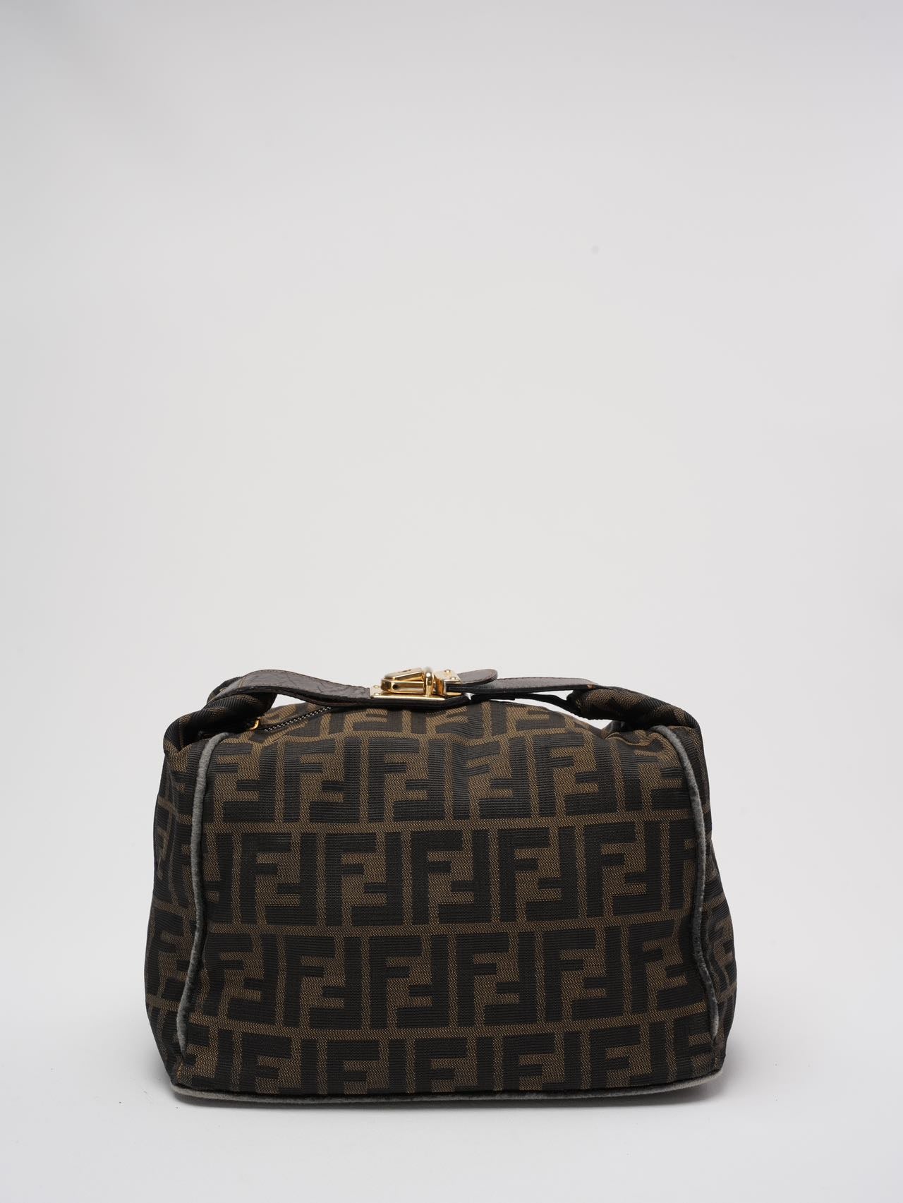 Fendi Black / Brown Vanity Zucca Canvns Cosmetic Bag