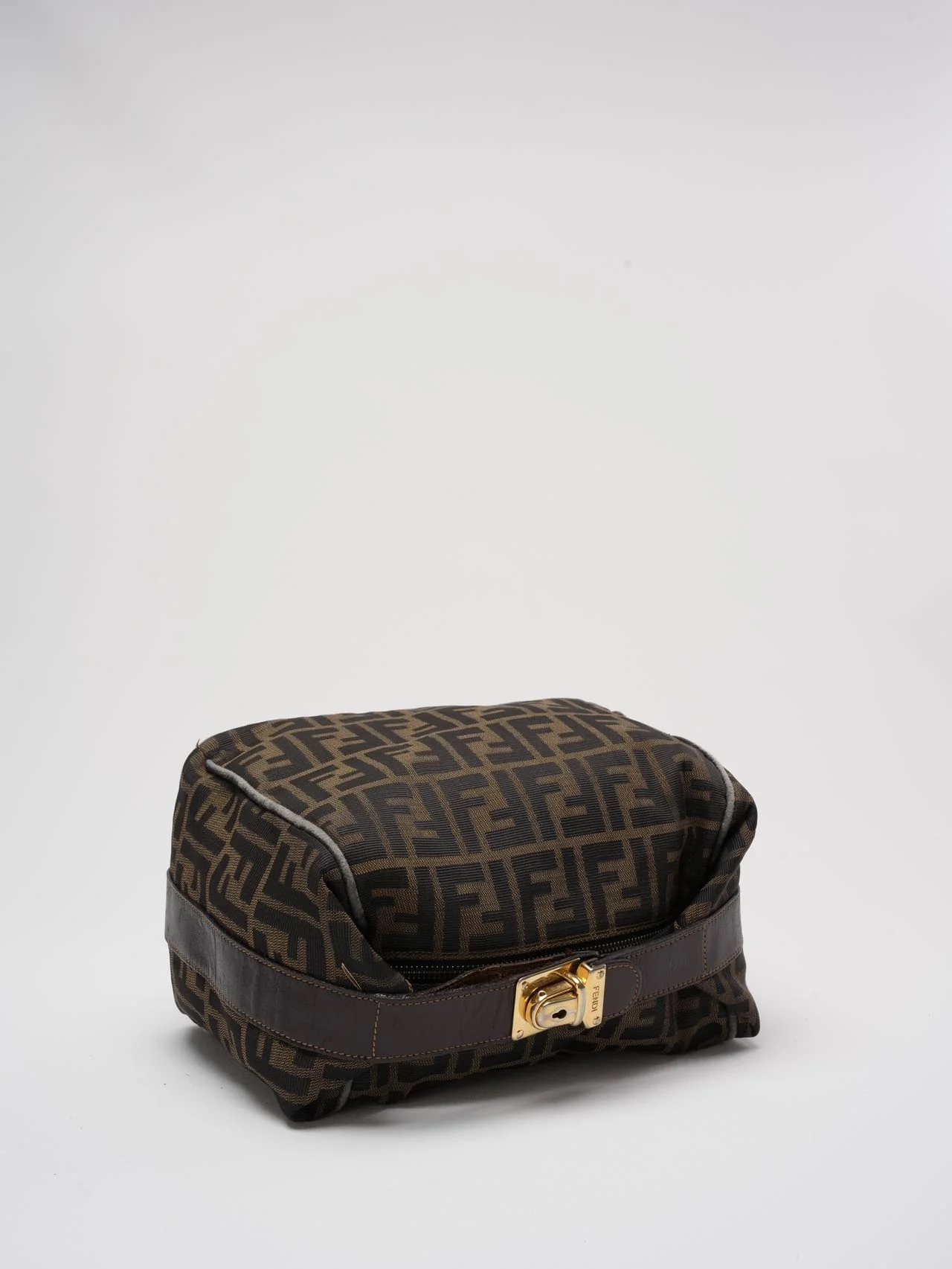 Fendi Black / Brown Vanity Zucca Canvns Cosmetic Bag