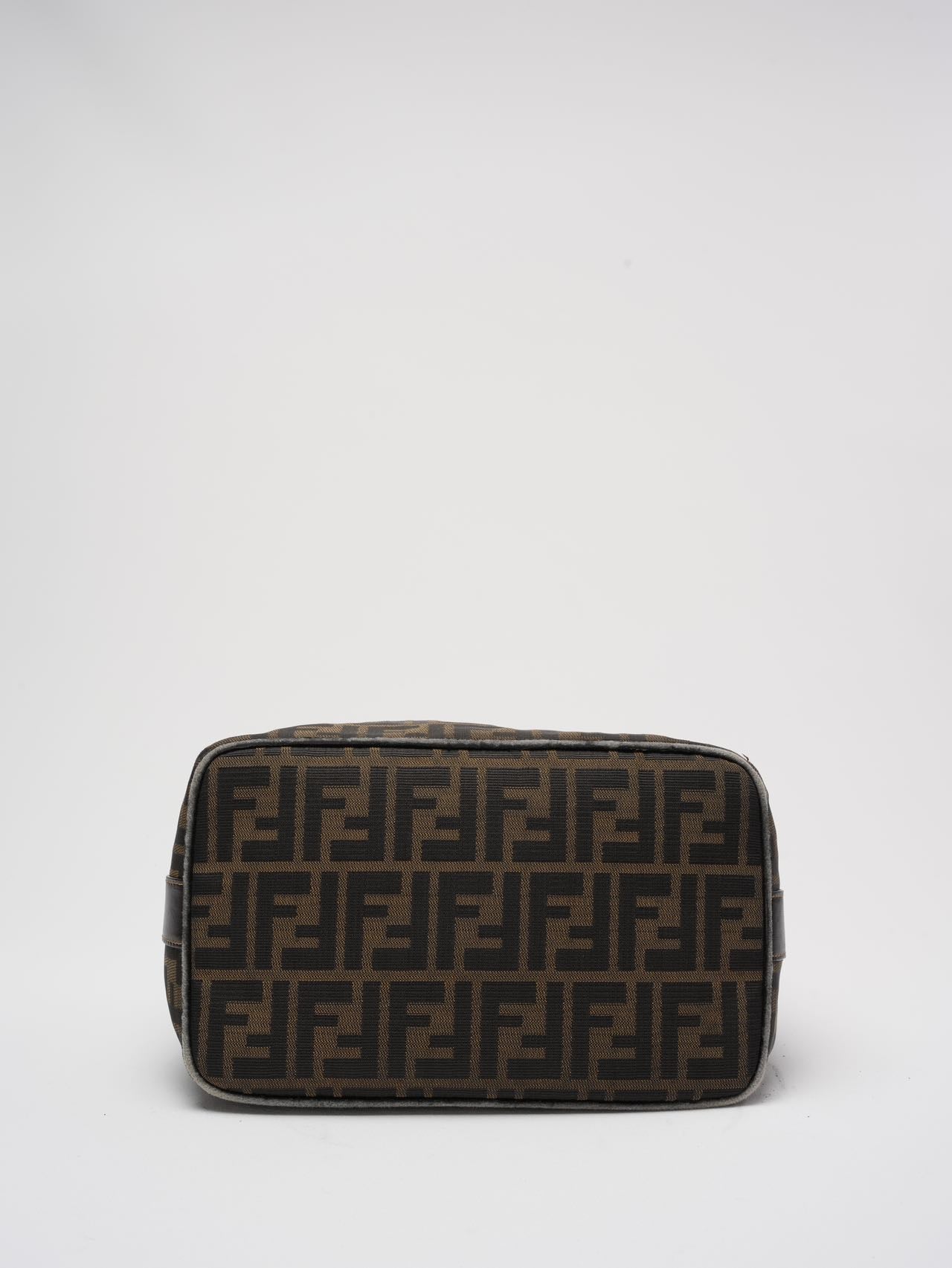 Fendi Black / Brown Vanity Zucca Canvns Cosmetic Bag