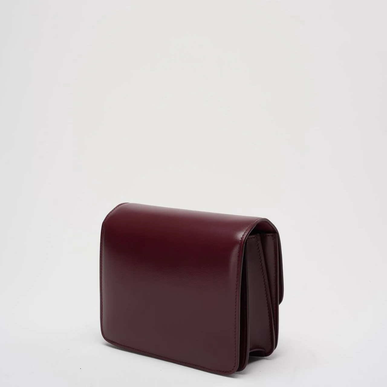Celine Burgundy Classic Box Small Leather Shoulder Bag