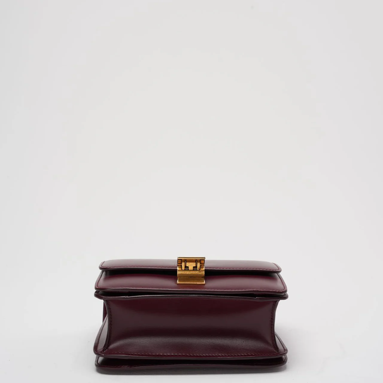 Celine Burgundy Classic Box Small Leather Shoulder Bag