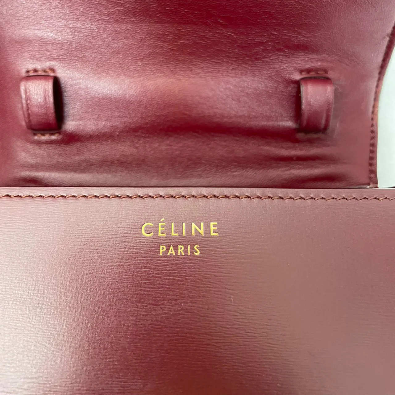 Celine Burgundy Classic Box Small Leather Shoulder Bag