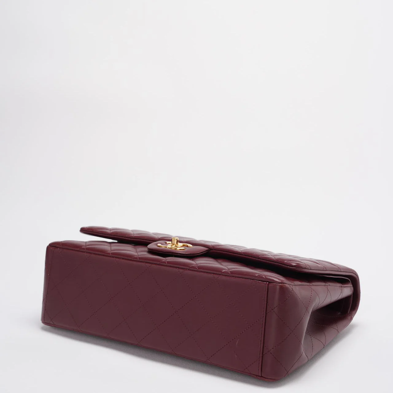 Chanel Burgundy Timeless Classic Flap Bag Maxi Lambskin Corner