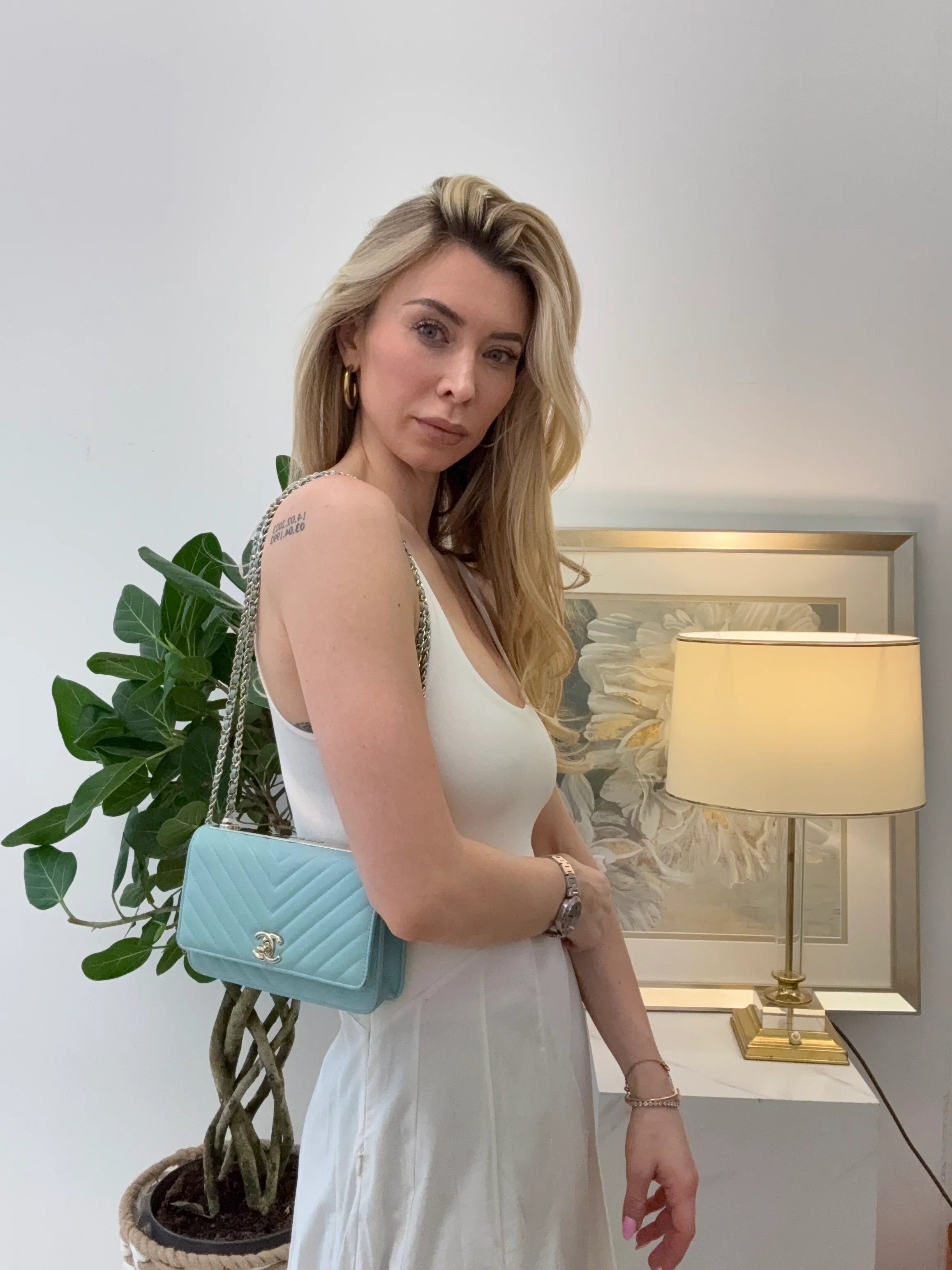 Chanel Trendy CC Wallet On Chain (WOC) Blue